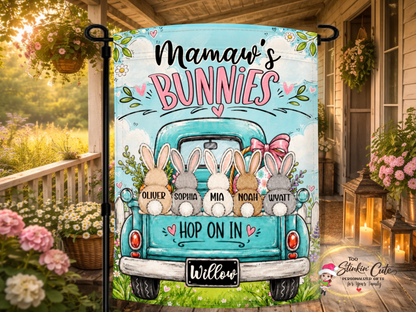 Personalized Mamaw’s Bunnies Easter Garden Flag