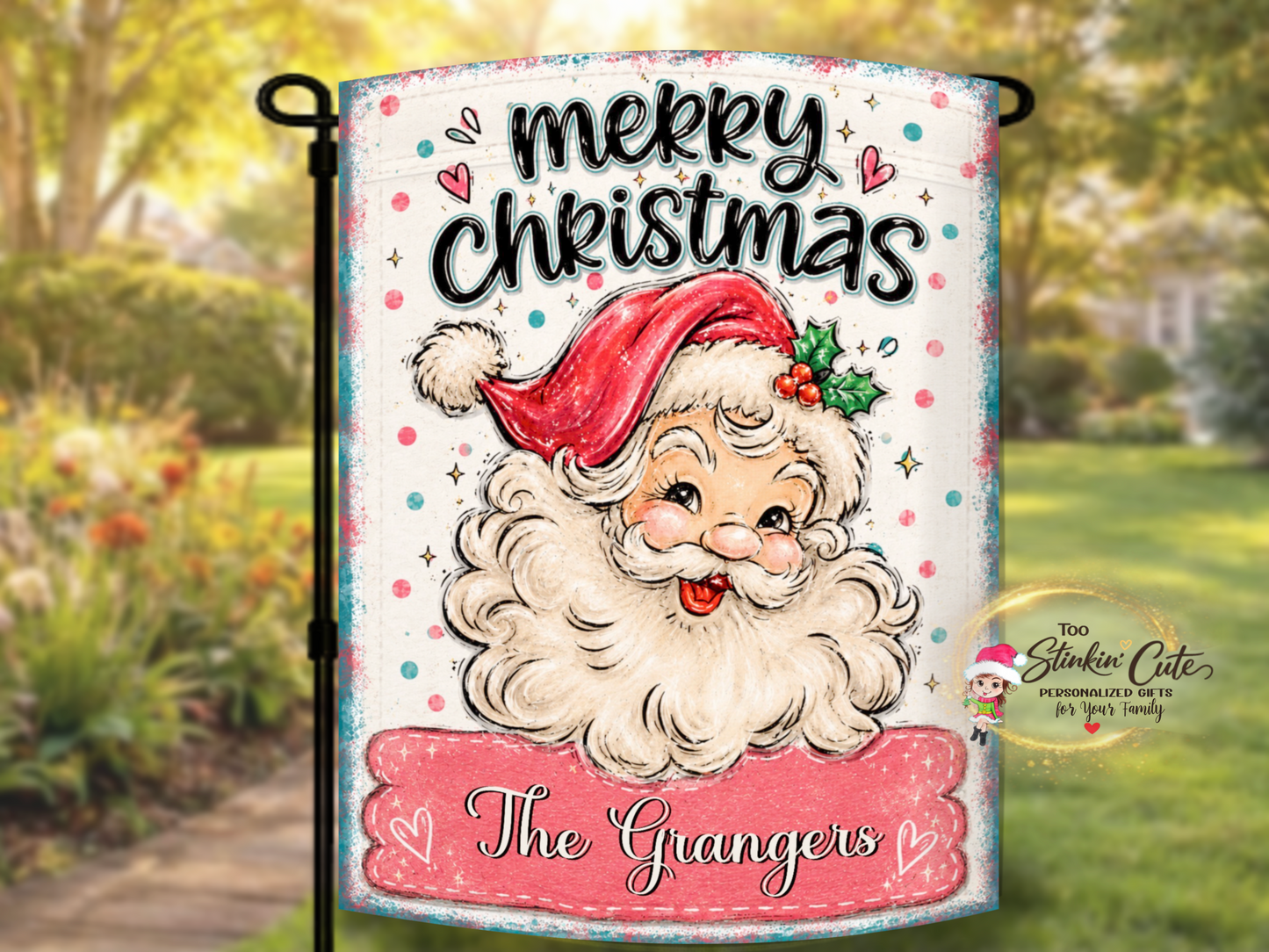 Whimsical Santa Christmas Porch Flag