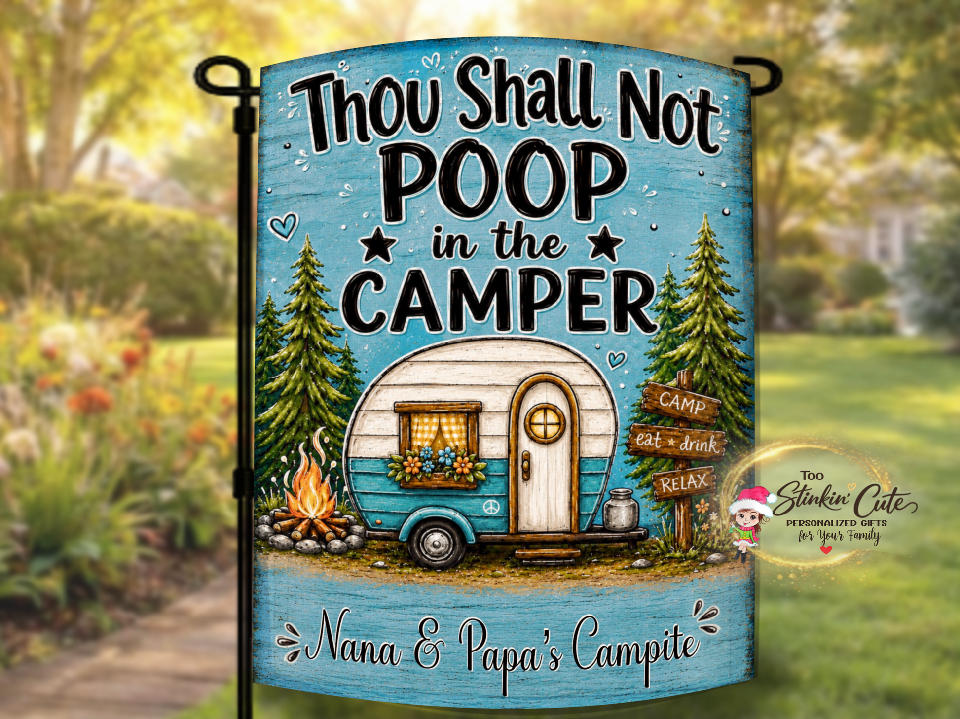 Funny Retro Camper Grandparent Gift Flag