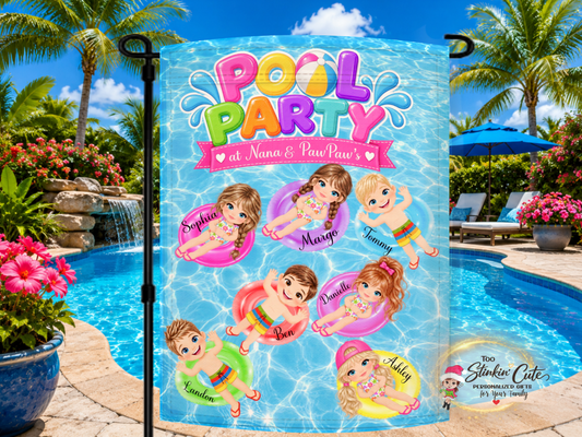 Personalized Nana and PawPaw Pool Party Flag