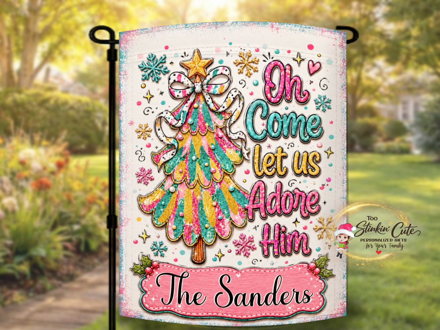 Whimsical Christian Christmas Garden Flag