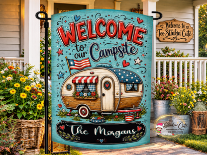 Personalized Patriotic Camper Garden Flag