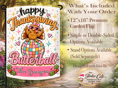 Custom Pink Thanksgiving Porch Flag