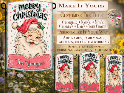 Custom Vintage Santa Family Name Flag