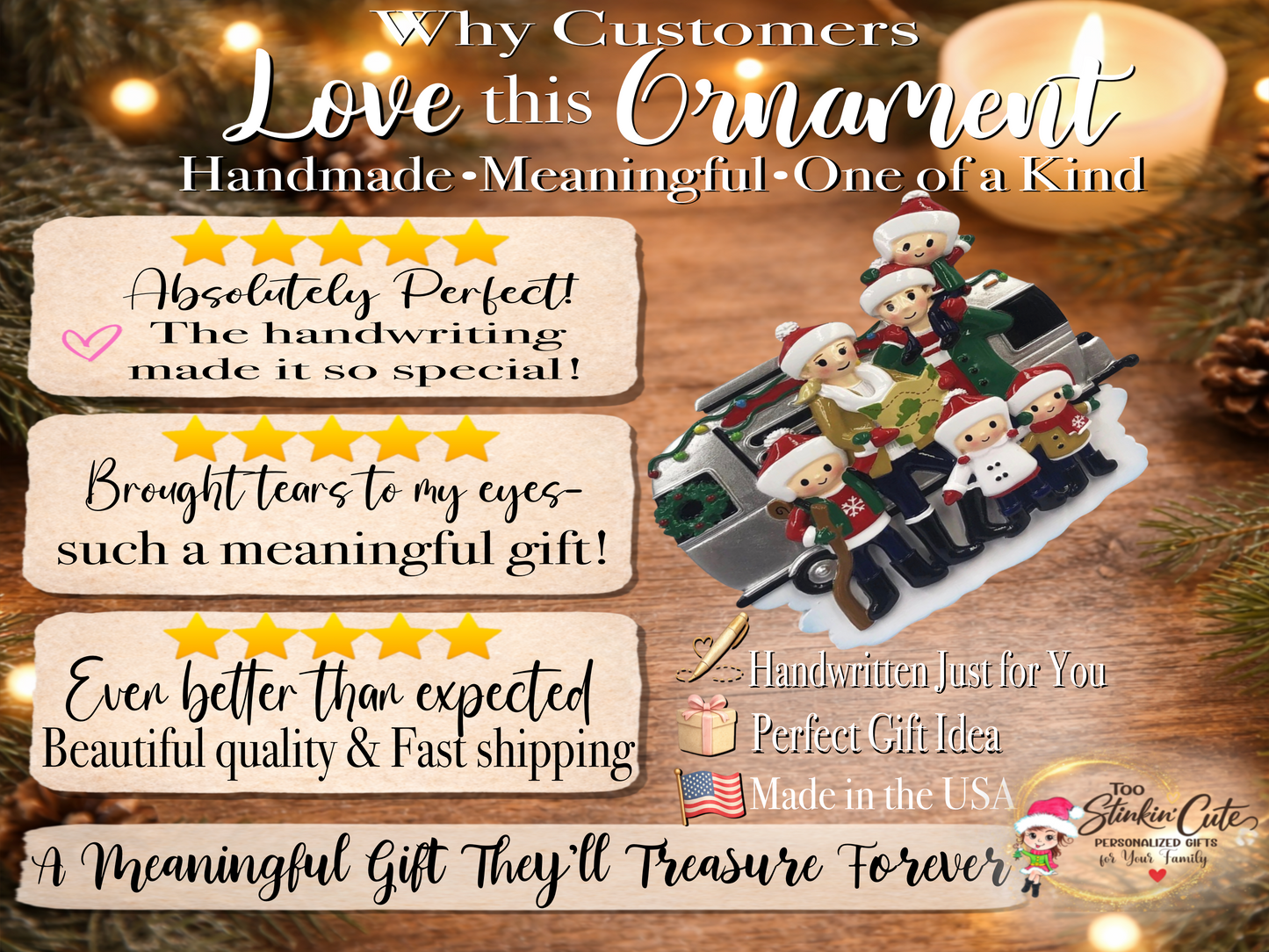 Personalized RV Camper Family of 6 Ornament – Custom Christmas Keepsake
