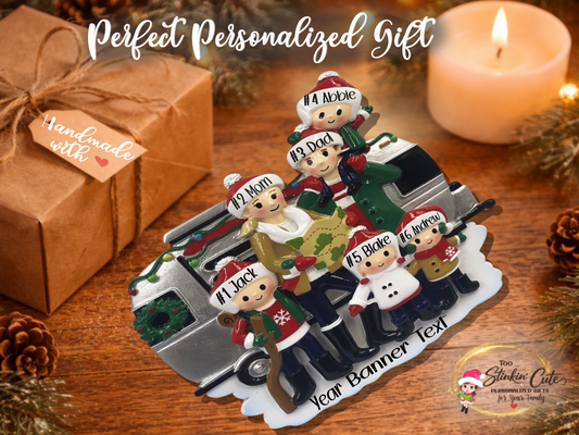 Personalized RV Camper Family of 6 Ornament – Custom Christmas Keepsake