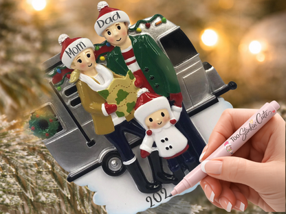 Personalized RV Camper Family of 3 Ornament – Custom Christmas Keepsake