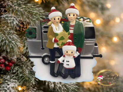 Personalized RV Camper Family of 3 Ornament – Custom Christmas Keepsake