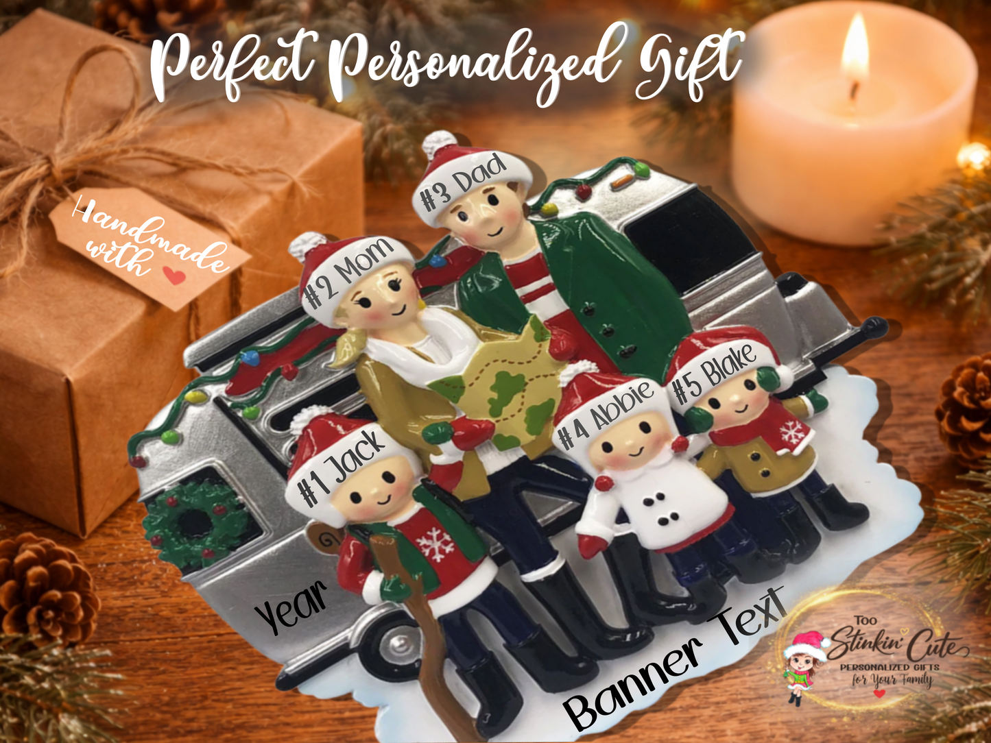 Personalized RV Camper Family of 5 Ornament – Custom Christmas Keepsake