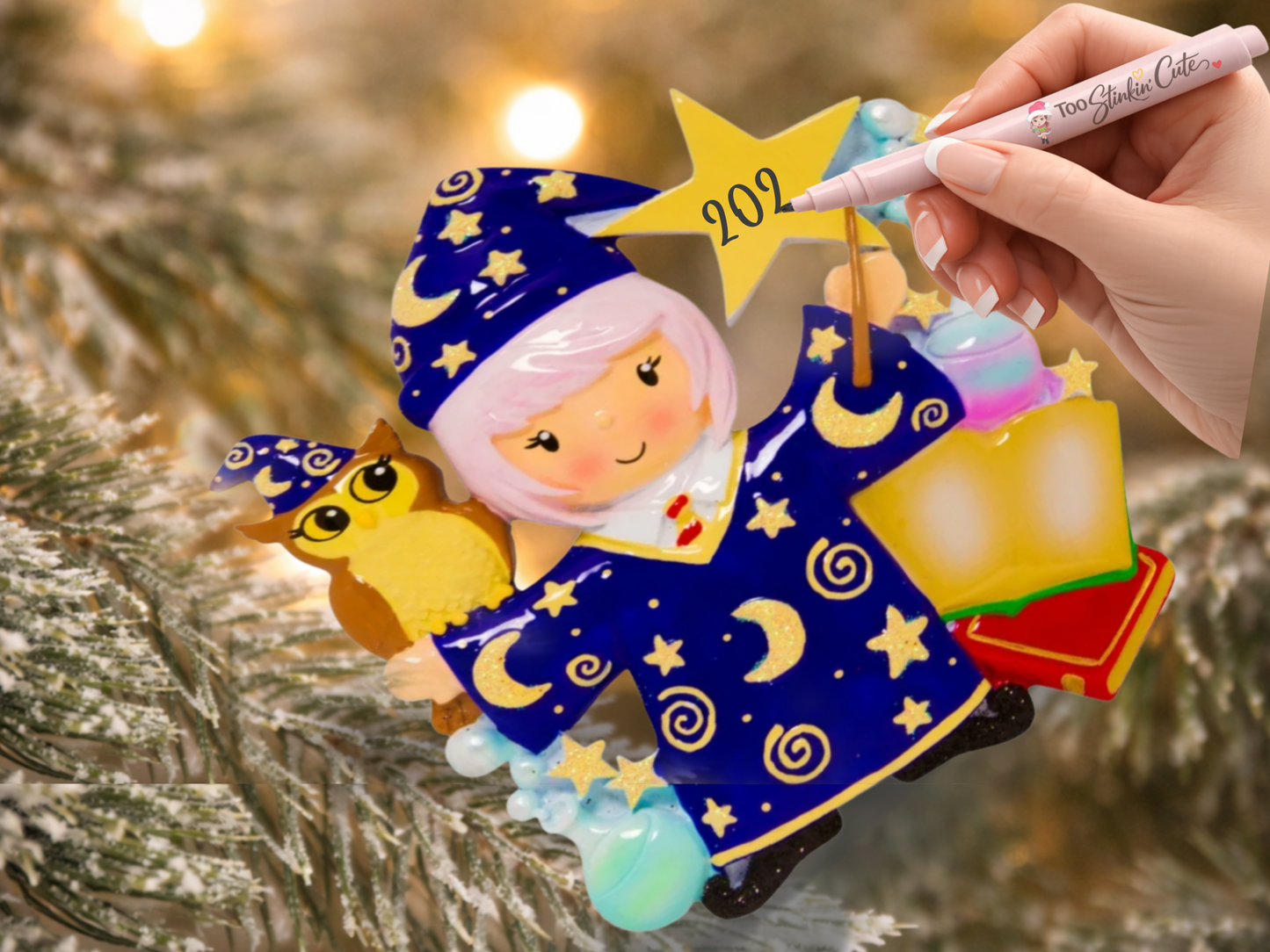 Personalized Wizard Graduation Ornament 2026 | Custom Teacher Ornament | Handwritten Year Keepsake