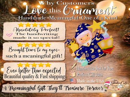 Personalized Wizard Graduation Ornament 2026 | Custom Teacher Ornament | Handwritten Year Keepsake