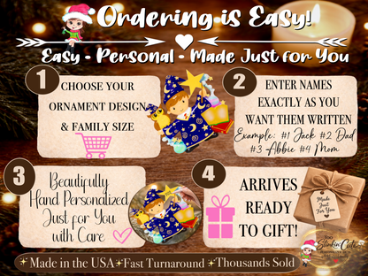 Personalized Boy Wizard Ornament | Custom Name & Year Christmas Keepsake Gift