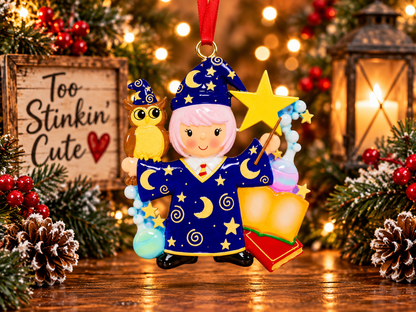 Wizard student holiday keepsake personalized with a name and year