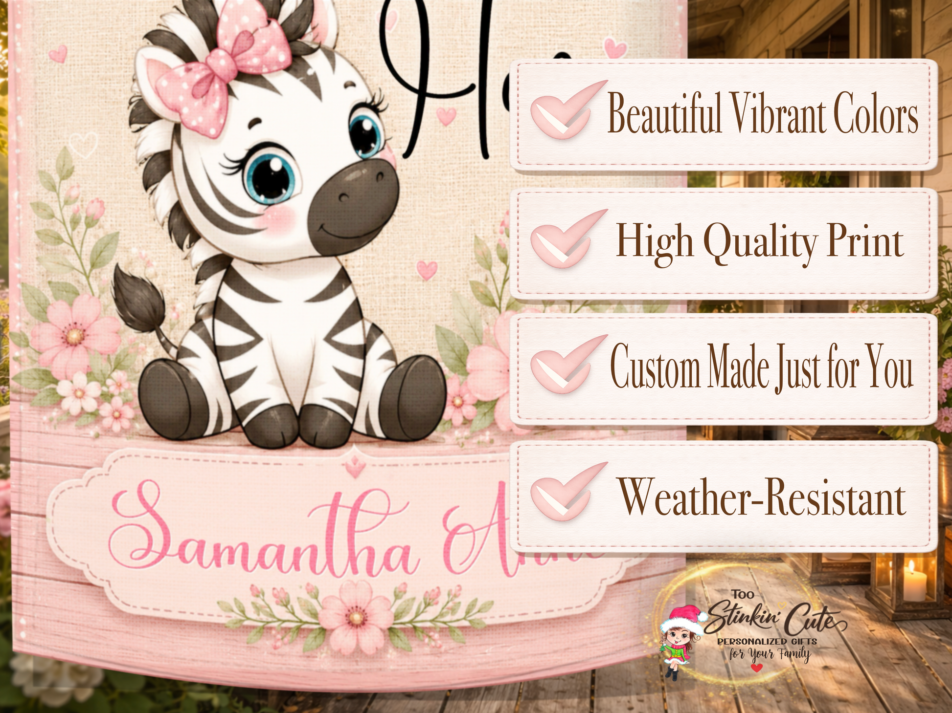 Pink custom yard flag for newborn baby girl celebration.