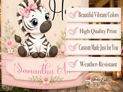 Pink custom yard flag for newborn baby girl celebration.