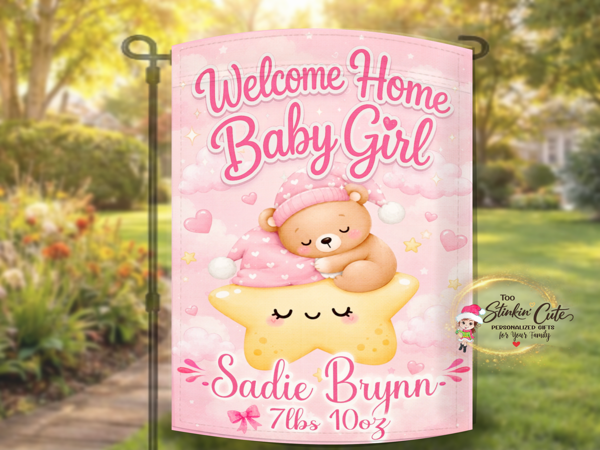 custom baby girl porch garden flag