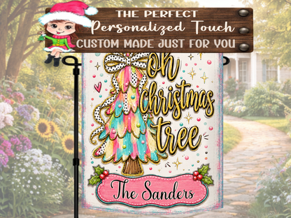 Personalized Bright Holiday Garden Flag