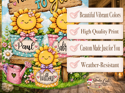 Personalized Mother’s Day garden flag with colorful flowerpots