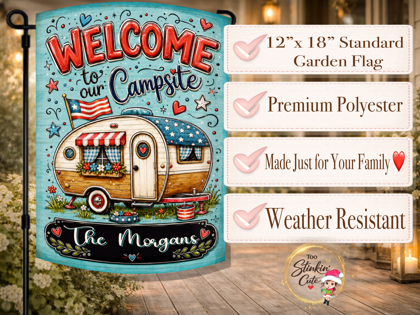 Personalized Americana RV Garden Flag