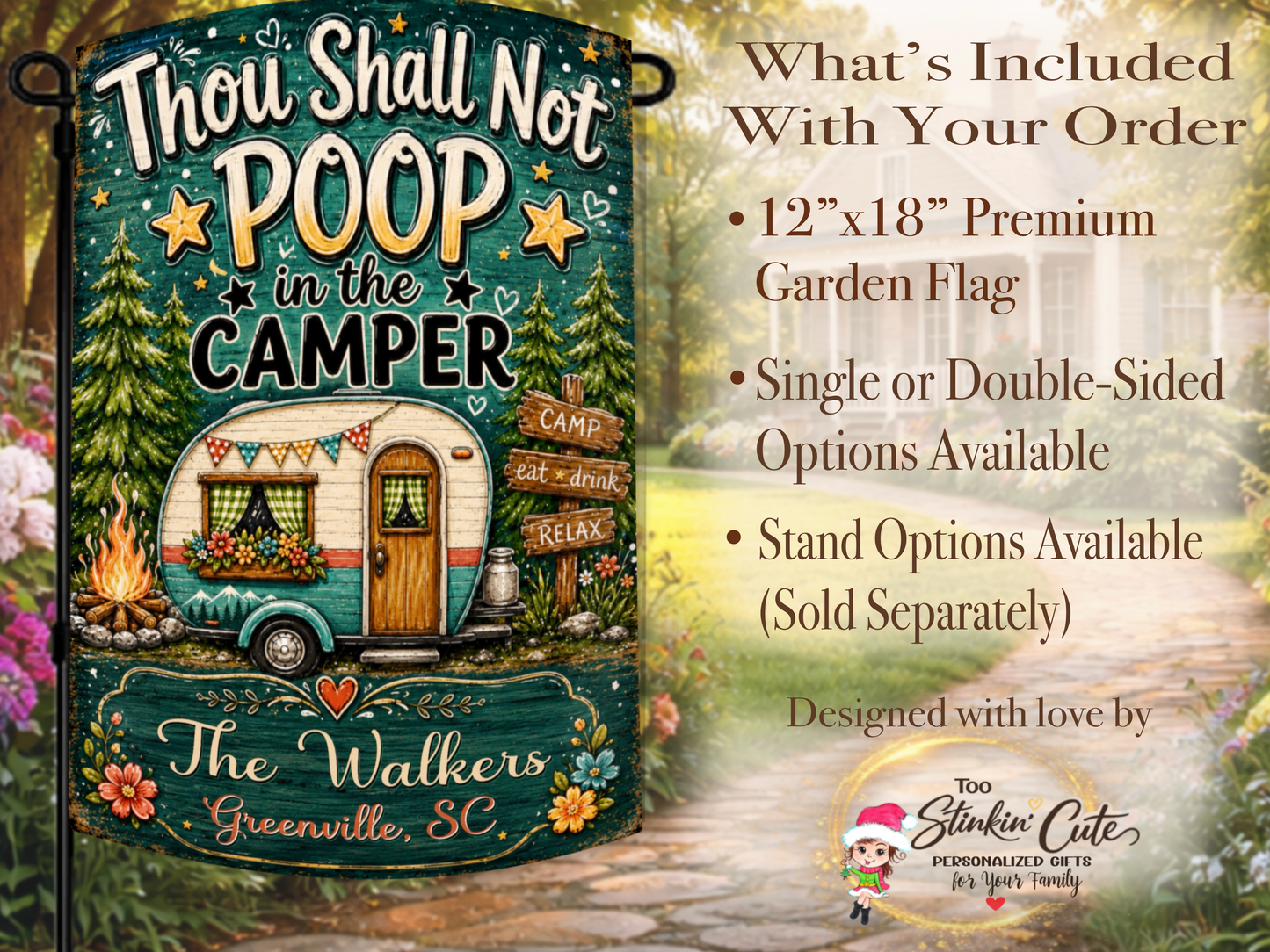 Funny Campsite Bathroom Humor Flag