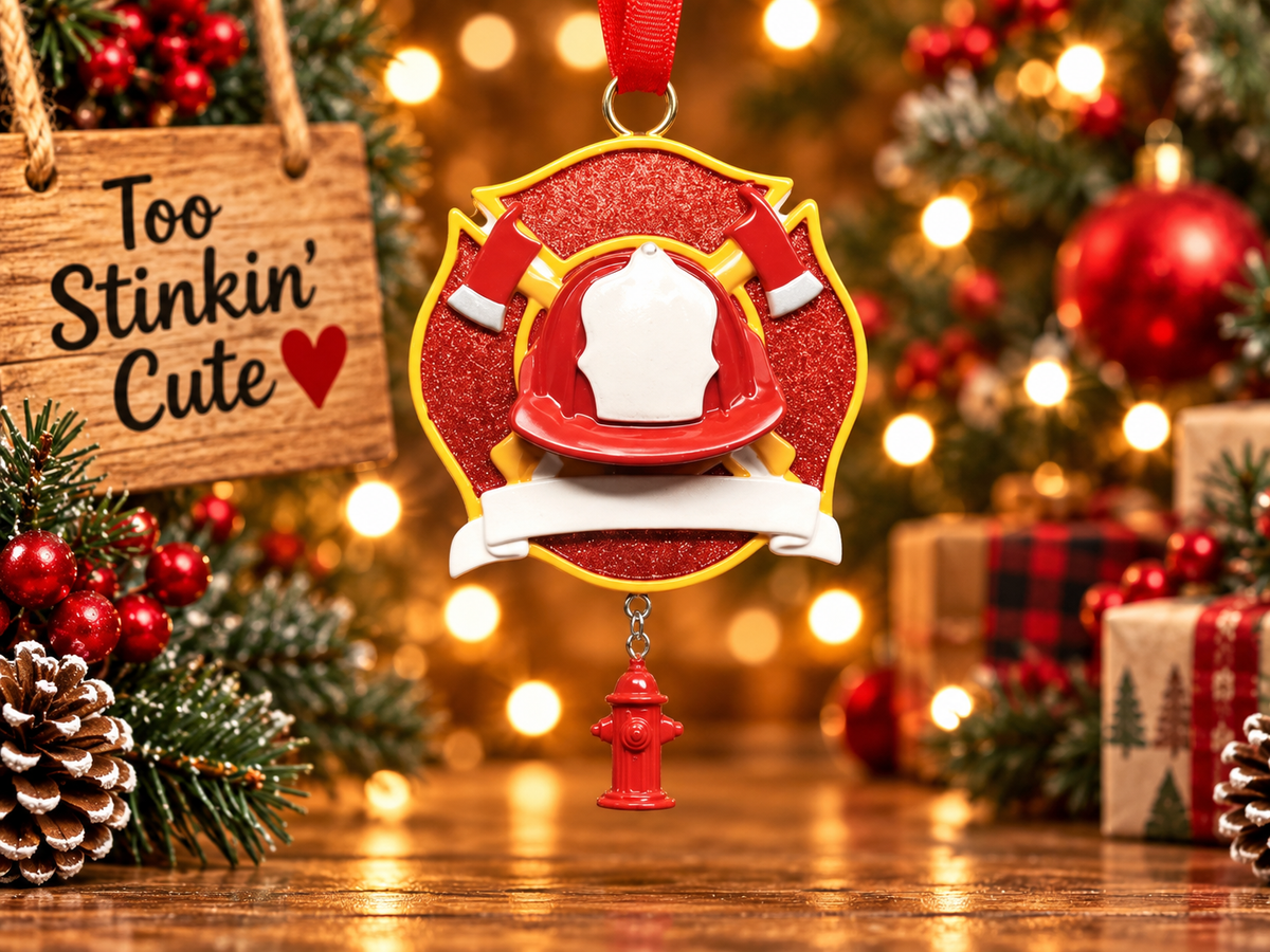 Custom firefighter appreciation ornament with a name and optional year