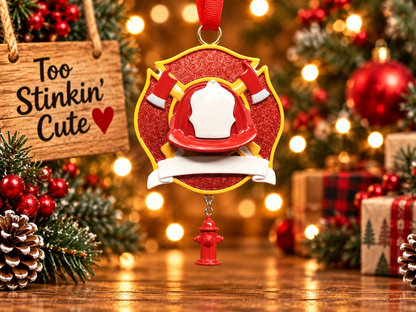Custom firefighter appreciation ornament with a name and optional year