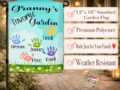 Cute custom garden décor flag for Granny from grandchildren