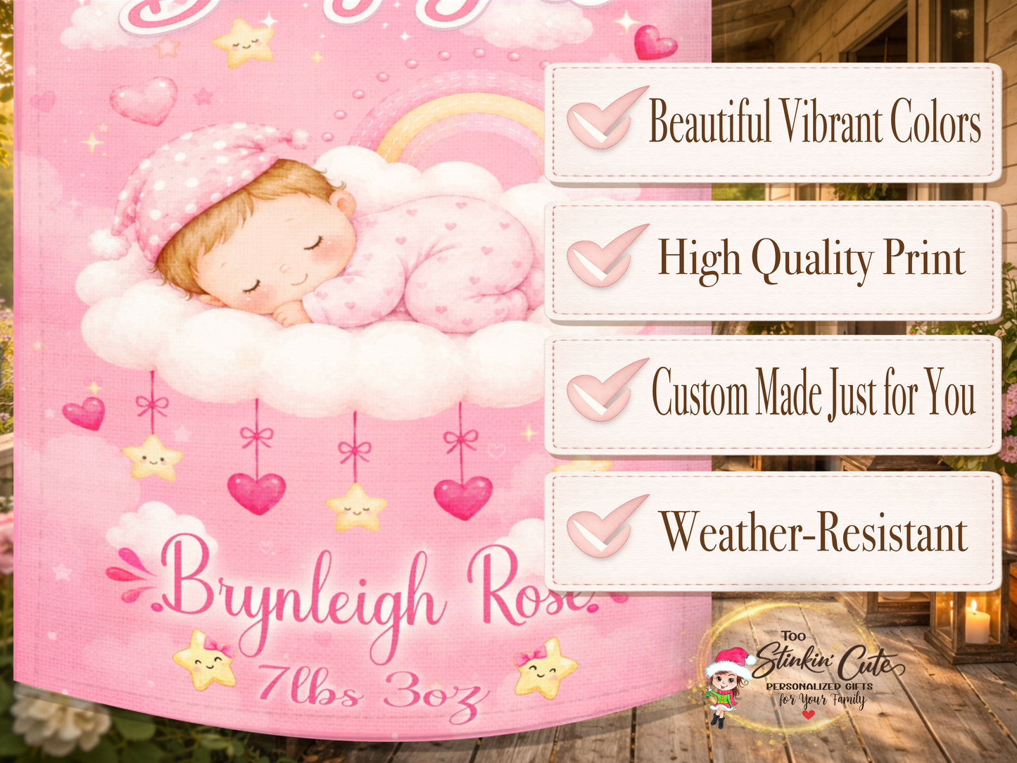 newborn keepsake outdoor baby flag