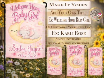 custom newborn baby girl birth announcement flag