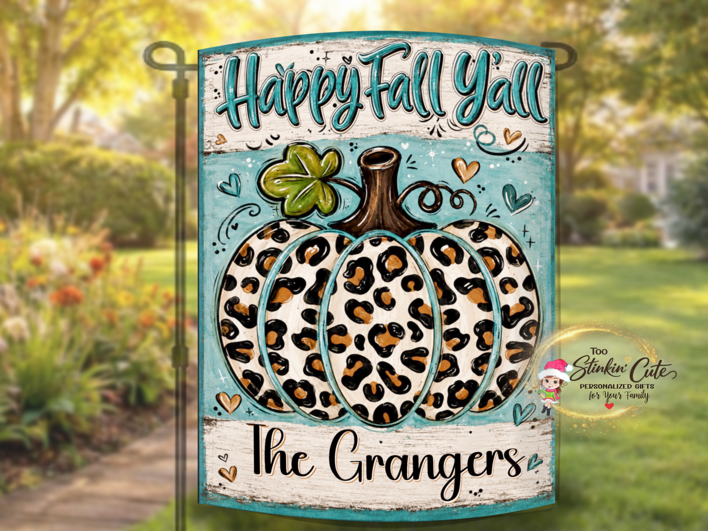 Personalized Southern fall garden decoration for pumpkin lovers, housewarming gifts, porches, and yards.