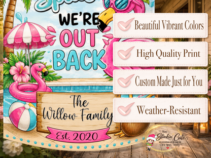 Tropical summer garden flag with palm trees and flamingo.