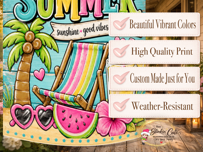 Colorful outdoor summer flag for patios and gardens.