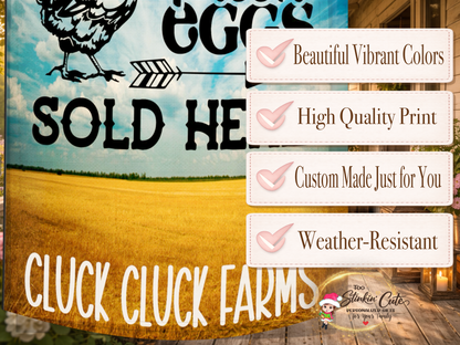 Fresh eggs sold here sign flag for backyard chicken farms and farm stands