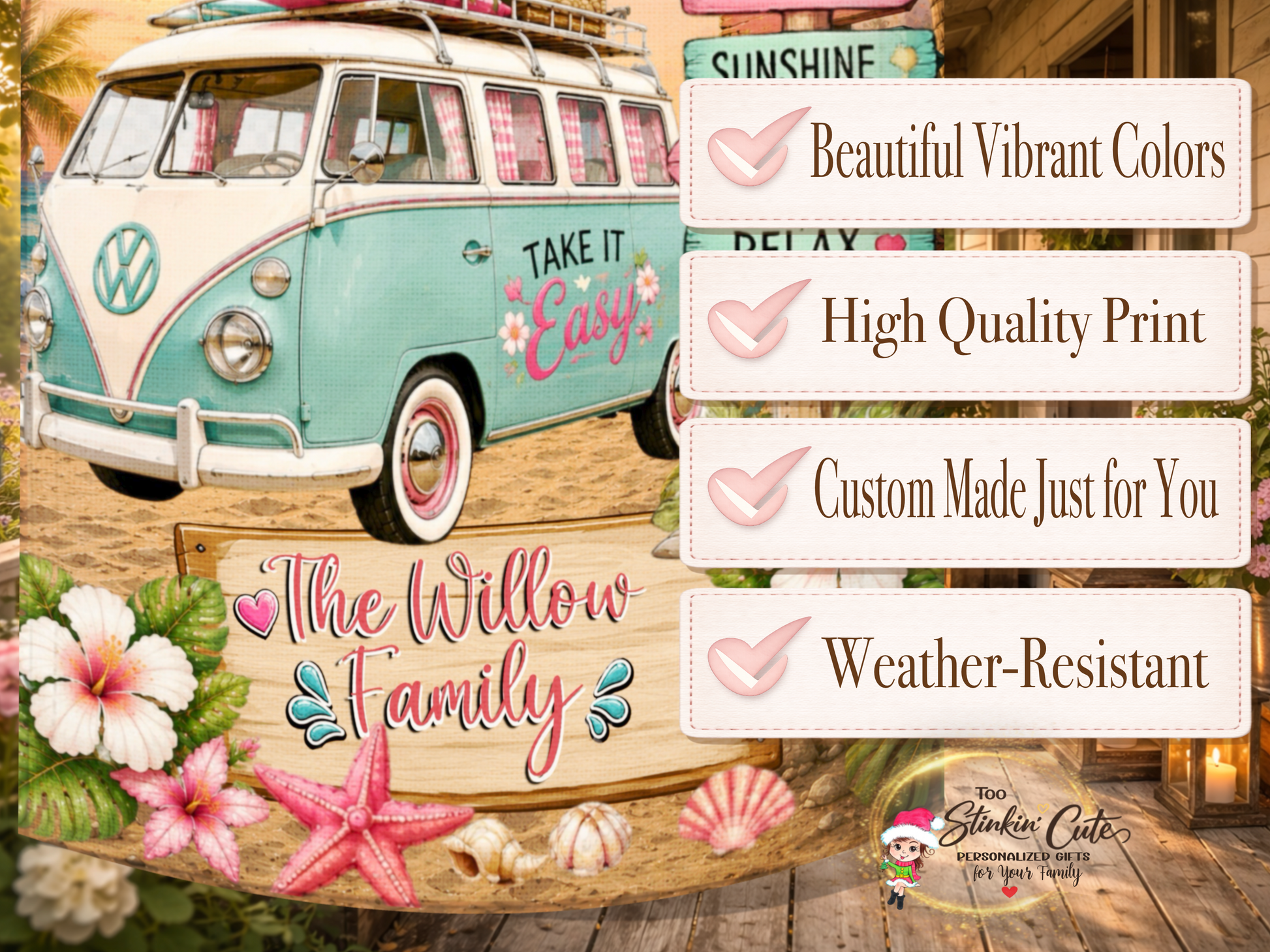 Beach lover outdoor garden flag with tropical scenery.