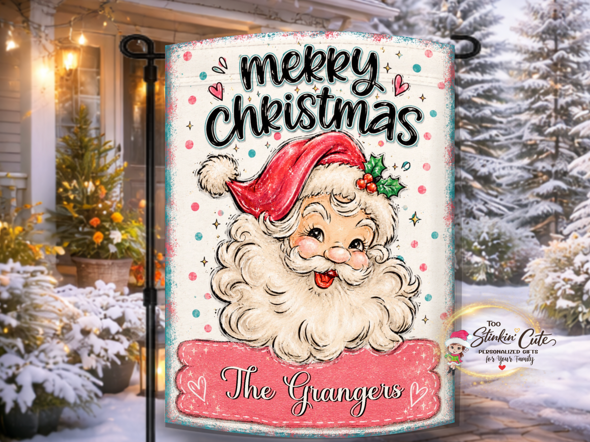 Personalized Merry Christmas Santa Garden Flag