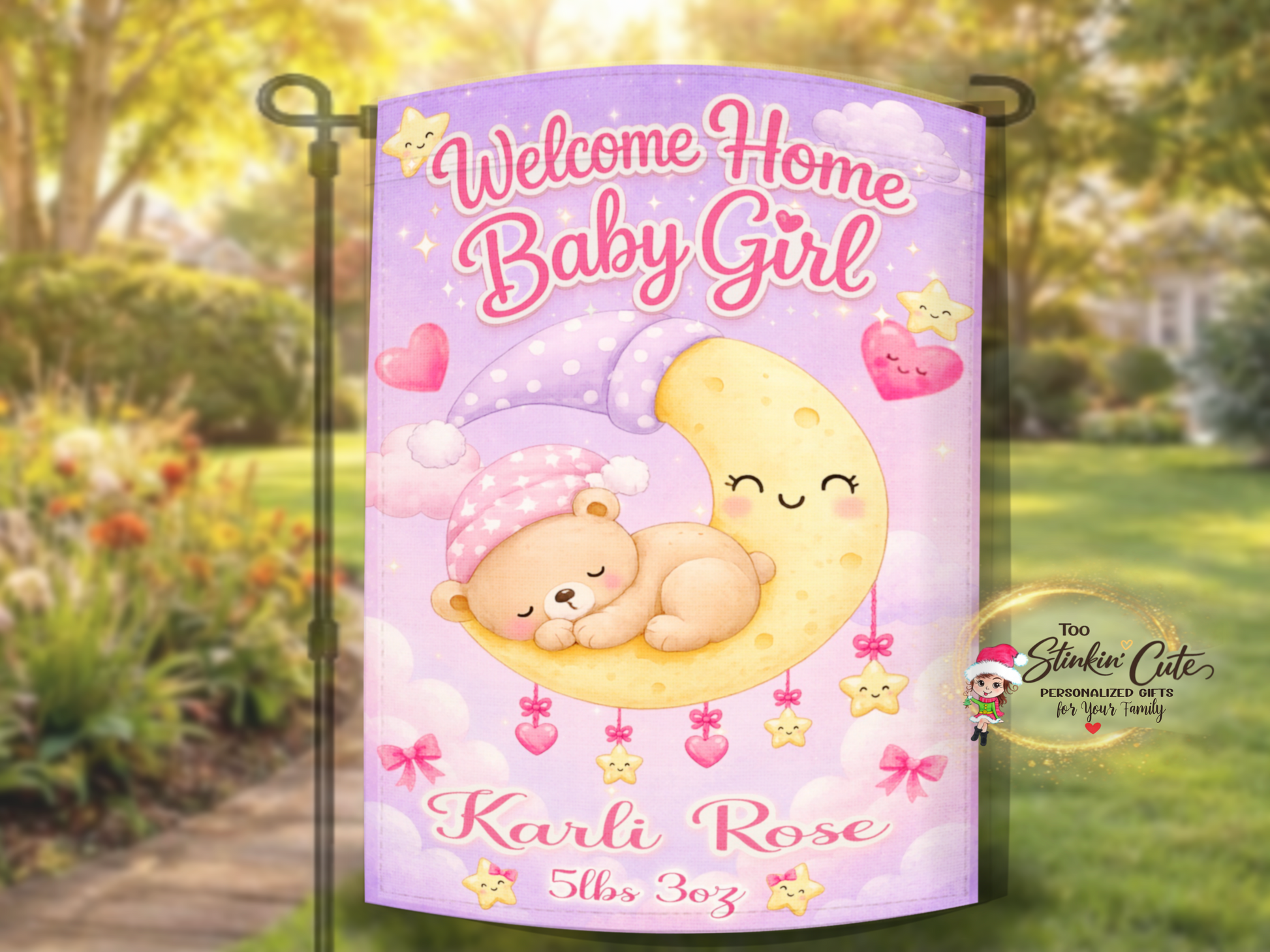 custom baby girl porch garden flag