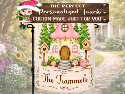 Cute Birdhouse and Cottage Yard Flag