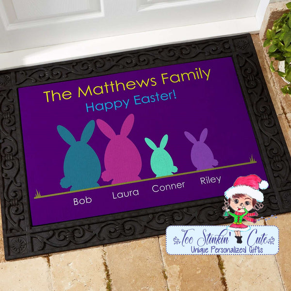 Easter Bunny Family Personalized Doormat Rug