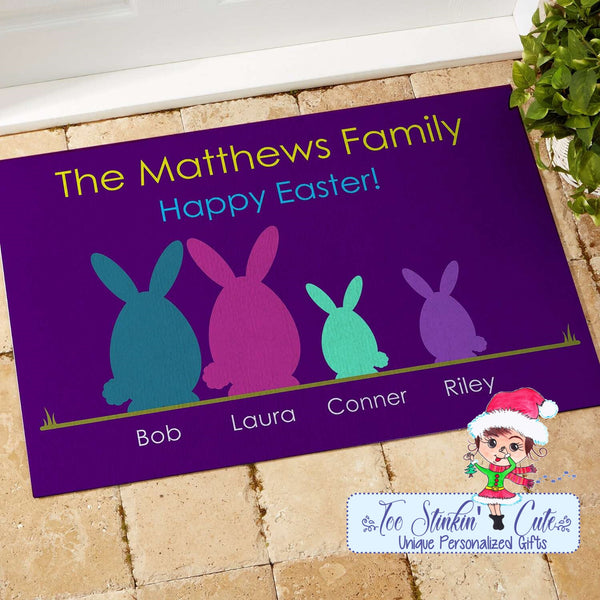 Easter Bunny Family Personalized Doormat Rug