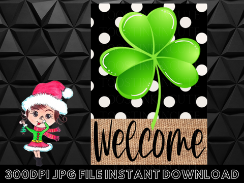 Burlap St Patricks Day Shamrock Garden Flag Digital Download|JPG|Burlap|Burlap Banner|Lucky PNG|Sublimation Design|PNG Dtf Design
