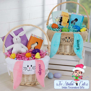 Easter Bunny Personalized Easter Basket with Drop-down Handle