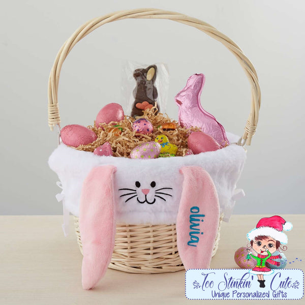 Easter Bunny Personalized Easter Basket with Drop-down Handle