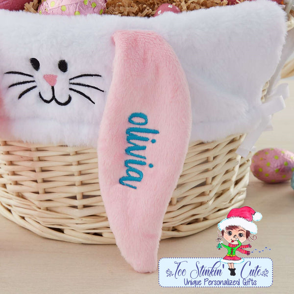 Easter Bunny Personalized Easter Basket with Drop-down Handle