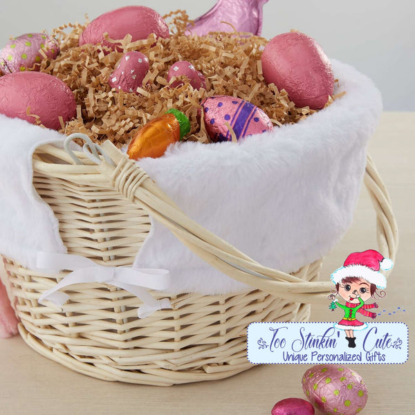 Easter Bunny Personalized Easter Basket with Drop-down Handle