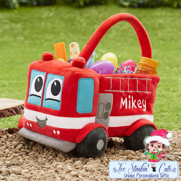 Fire Truck Embroidered Personalized Easter Basket