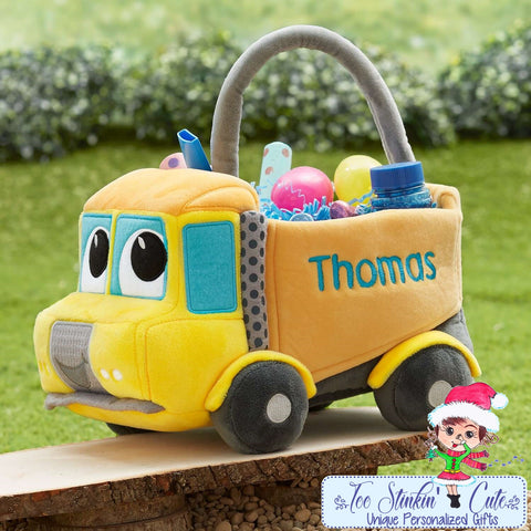 Construction Truck Embroidered Personalized Easter Basket