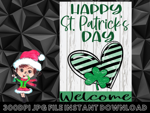 St Patricks Day Hearts Garden Flag Design|Patricks Digital Download|JPG Instant download|Shamrock PNG|Patrick PNG Digital|Dtf Sublimation