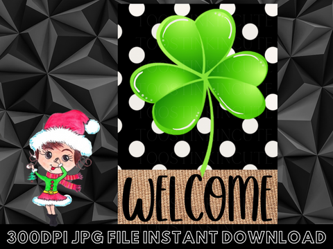 Burlap St Patricks Day Shamrock Garden Flag Digital Download|JPG|Burlap|Burlap Banner|Lucky PNG|Sublimation Design|PNG Dtf Design