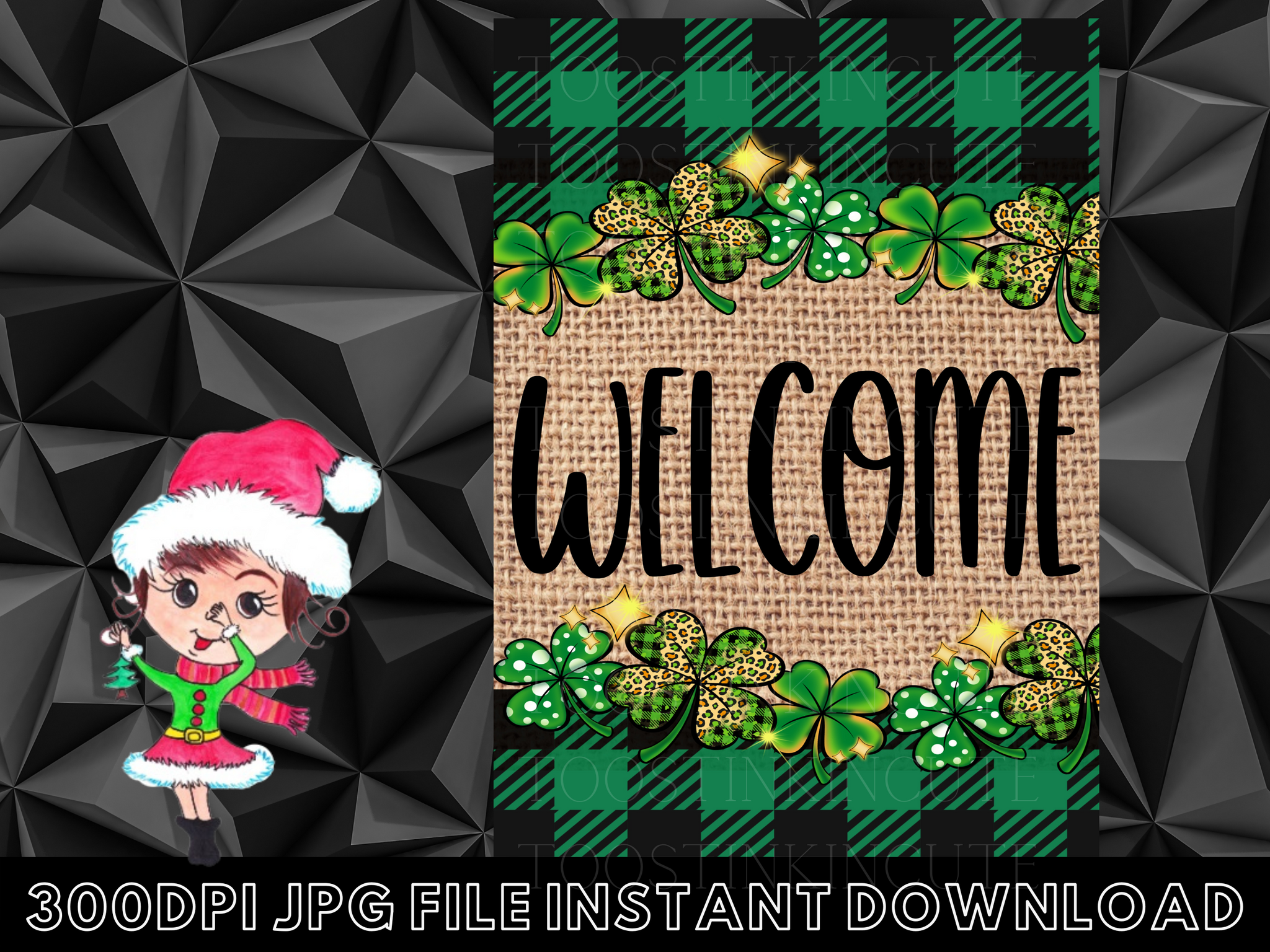Burlap Welcome St Patricks Day Garden Flag Digital Download|JPG|Burlap Shamrock|Burlap Banner|Lucky PNG|Sublimation Design|PNG Dtf Design
