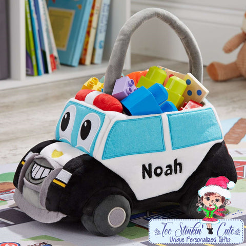 Police Truck Embroidered Personalized Easter Basket
